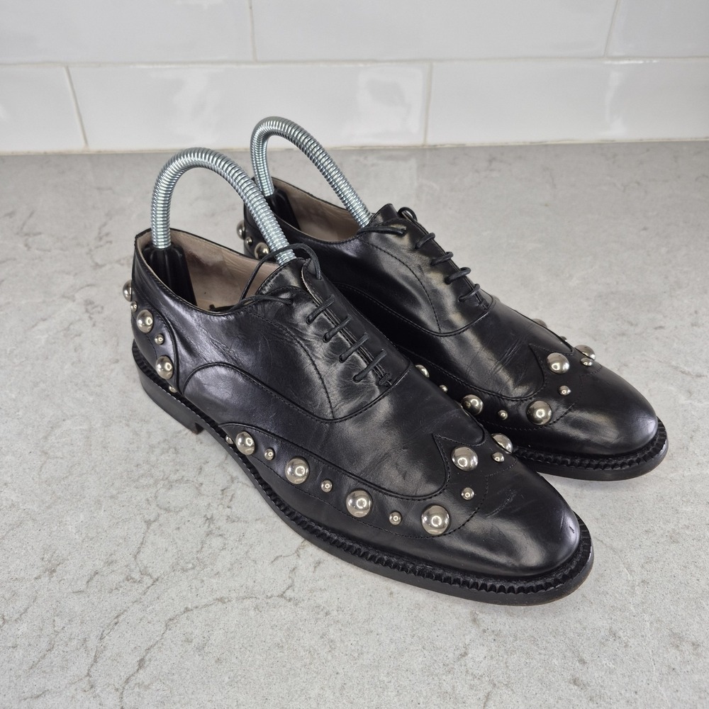 MARC JACOBS Womens Black Studded Oxfords Shoes 37‎